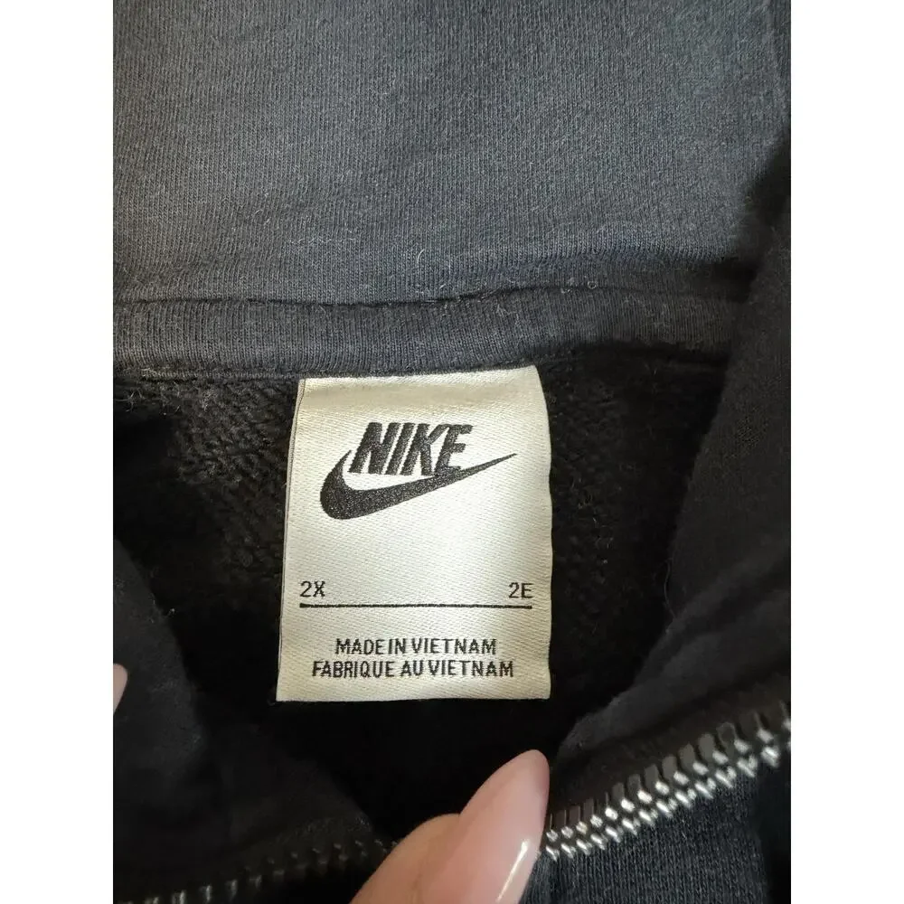 Nike Hoodie Womens 2X Black Full Zip Hooded Fleece Pockets Heavyweight